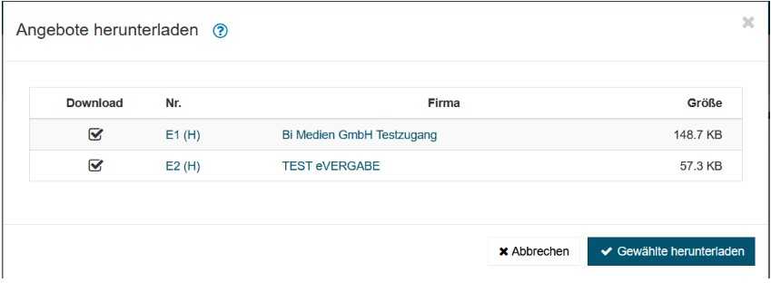 Angebotsöffnung vorbereiten und Angebote herunterladen