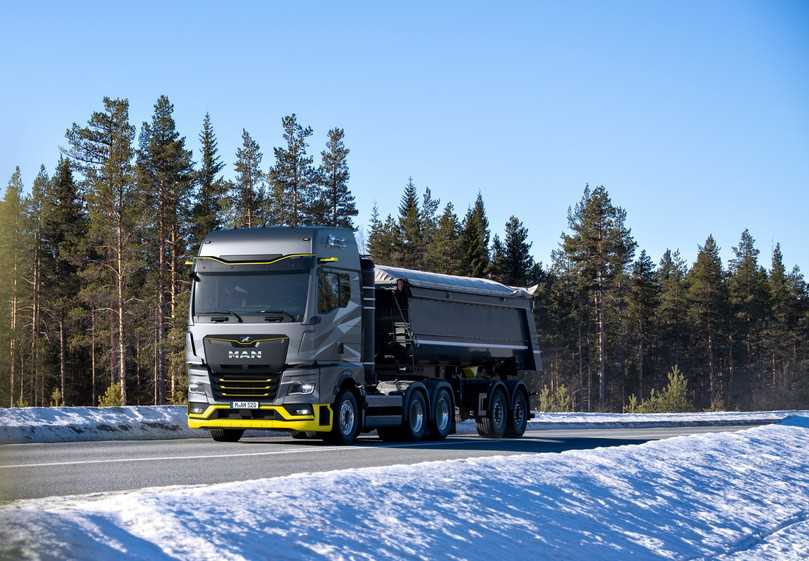 Der neue MAN hTGX soll als Zero-Emission-Fahrzeug für schwere Baukippsattelzüge oder Holztransporter zum Einsatz kommen. | Foto: MAN Truck & Bus