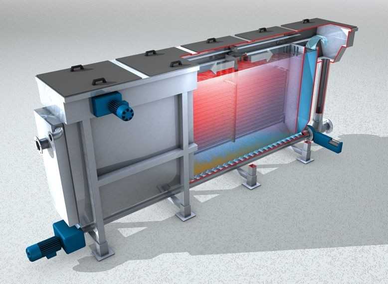 Der Abwasserwärmetauscher RoWin besteht aus einem Edelstahlbehälter, in welchem horizontale Rohrmodule parallel angeordnet sind. Grob vorgesiebtes Abwasser fließt durch den Wärmetauscher und überträgt seine Wärmeenergie auf das Kühlwasser innerhalb der kompakt angeordneten Rohre. Das Kühlmedium wird dadurch erwärmt und versorgt auf diesem Wege die Wärmepumpe mit Energie. | Foto: Huber SE