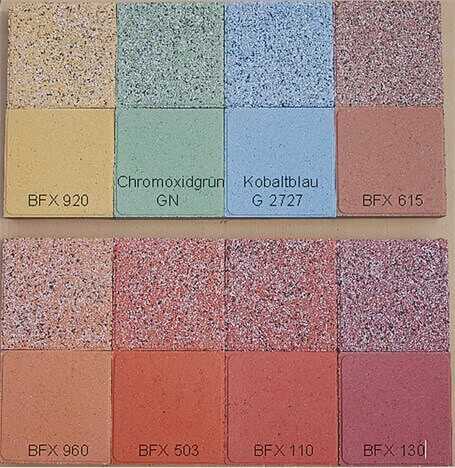 Eingefärbte Betonpflastersteine in acht Farben mit normaler und gestrahler Oberfläche. | Foto: Harold Scholz & Co. GmbH