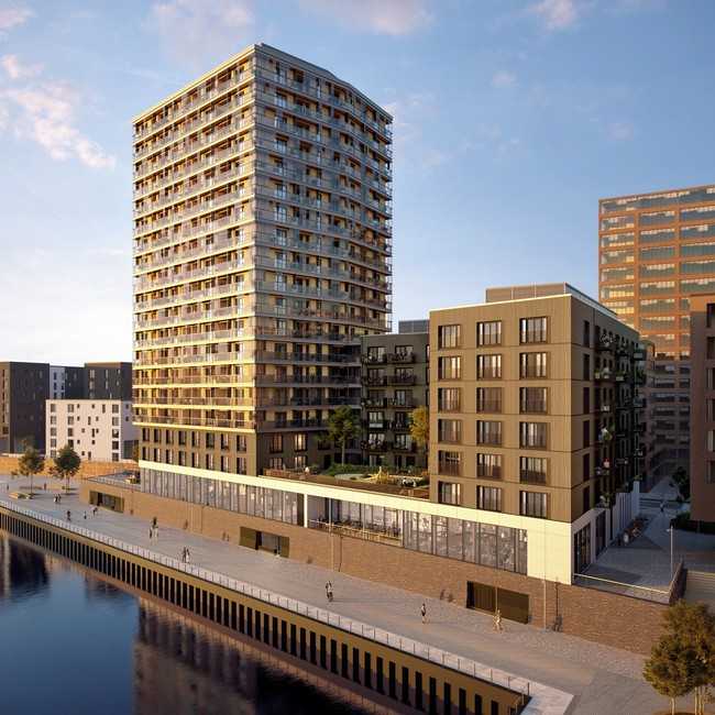 In Hamburg entsteht mit 65 Meter derzeit das in Deutschland höchste aus Holz gebaute Hochhaus. | Foto: Garbe Immobilien-Projekte/Störmer Murphy and Partners