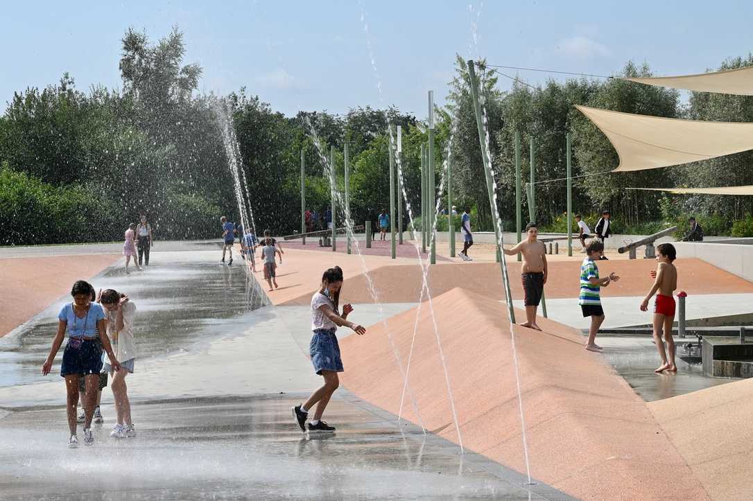 Besuchermagnet Wasserspielplatz auf der Landesgartenschau (Laga) Ingolstadt