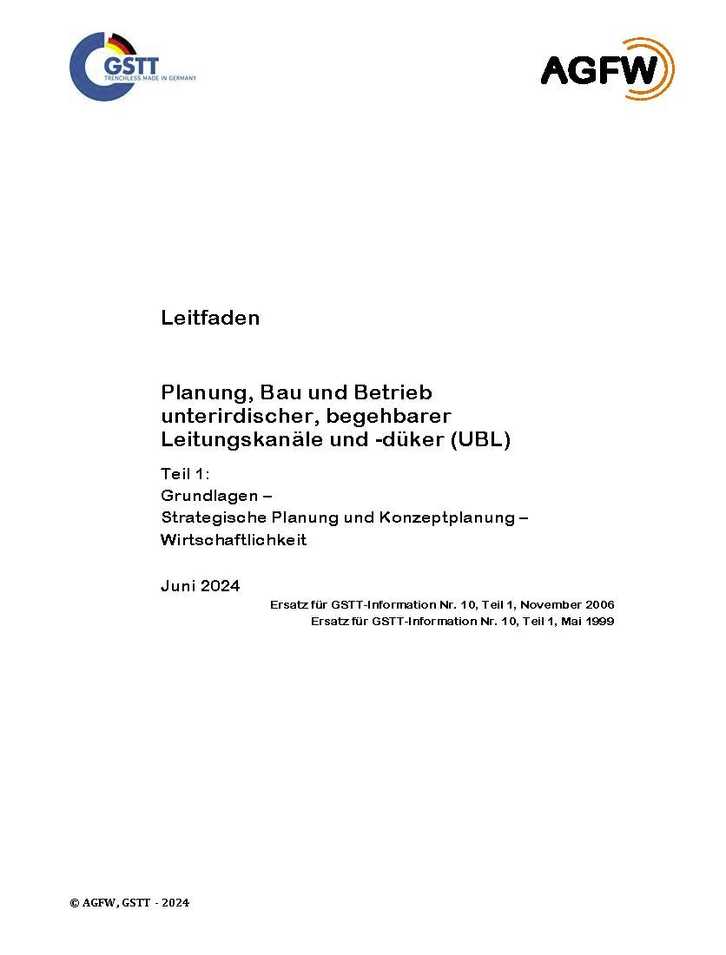 Deckblatt Leitfaden Teil 1 UBL unterirdische begehbare Leitungskanäle | Foto: GSTT