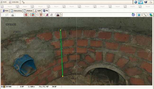 Darstellung der vermessenen Höhe des Mauerwerksbereichs von 518 mm bis zum Beton-Fertigteil in den Scan-Daten. | Foto: IBAK