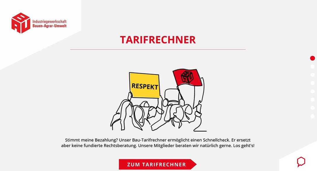 Tarifverhandlungen Baugewerbe: IG Bau launcht Tarifrechner für Beschäftigte