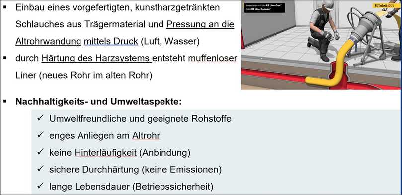 Die Sanierung mit Schlauchlinern ist eine umwelt- und kostenfreundliche Art, beschädigte Rohrsysteme zu sanieren und das Grundwasser zu schützen. | Foto: RS Technik