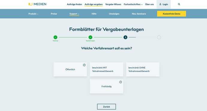Nur drei Schritte, und der kostenlose VHB-Wizard spuckt die für das jeweilige Vergabeverfahren relevanten Formblätter aus. | Foto: B_I MEDIEN