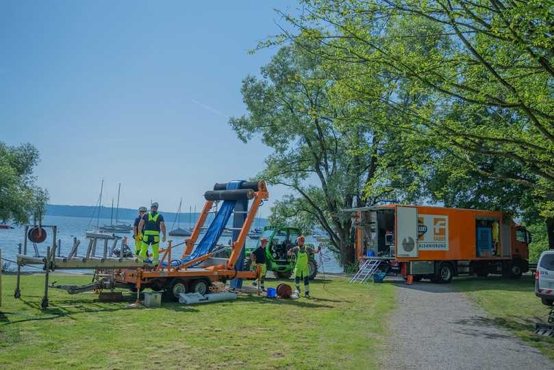 Schlauchlining mit UV-Aushärtung am Ammersee | Foto: Swietelsky-Faber Schlauchlining mit UV-Aushärtung am Ammersee | Foto: Swietelsky-Faber