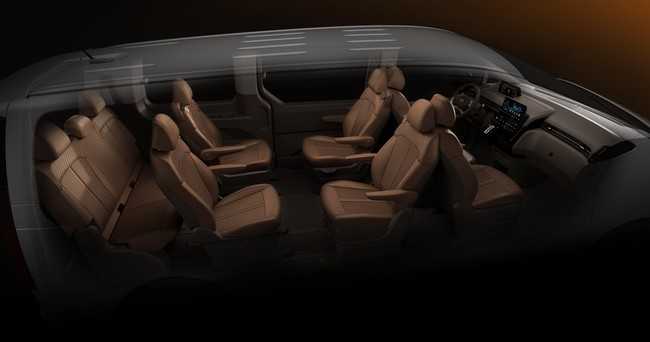 Die Stühle der zweiten Sitzreihe lassen sich gegen die Fahrrichtung drehen und individuell verschieben. | Foto: Hyundai