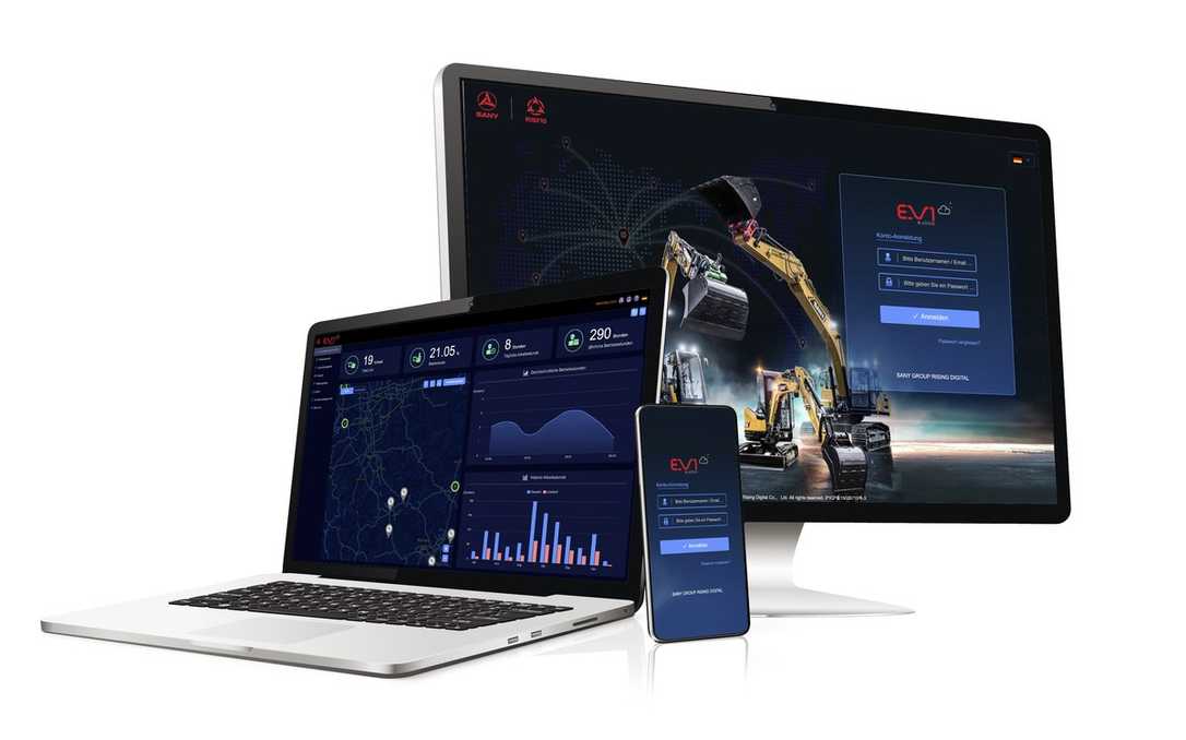 Sany präsentiert E.Vision Telematiksystem für digitales Flottenmanagement im Bagger