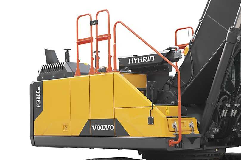 Erprobte Technik: Volvo CE hat einen Hydraulikdruckspeicher mit 20 Litern Volumen auf dem Oberwagen seiner Hybridbagger platziert. In diesem sogenannten Blasenspeicher wird Luft durch einströmendes Hydrauliköl unter Druck gesetzt. Dieser Druck kann in den Hydraulikkreislauf zurückgespeist werden. | Foto: Volvo CE