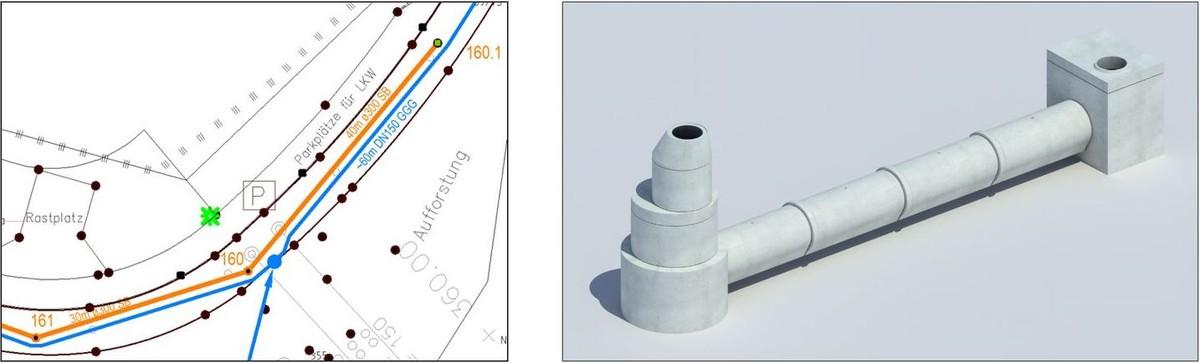 Abb. 6: Herkömmliche 2D-Planung vs. detailliertes BIM-Modell | Foto: FBS/MTS/Berding Beton