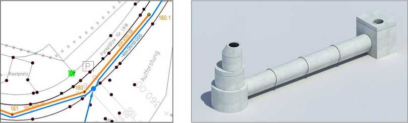 Abb. 6: Herkömmliche 2D-Planung vs. detailliertes BIM-Modell | Foto: FBS/MTS/Berding Beton