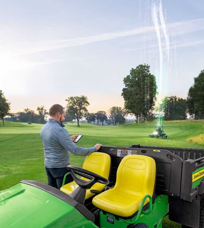 Konnektivität als Standard bei einem Großteil der Golfmaschinen: Dies dient als Management-Tool für die gesamte Flotte und zeigt sowohl die aktuellen als auch die aufgezeichneten Standorte der Maschinen. | Foto: John Deere