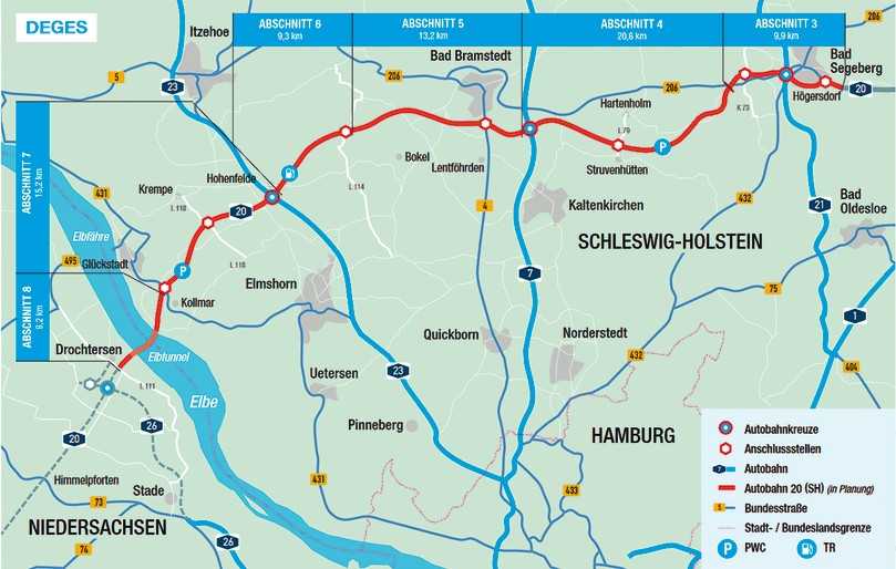 Kann eine GmbH schneller planen und bauen? Die Deges ist bei einigen Projekten – wie z.B. bei der A 20 in Schleswig-Holstein nicht schneller als der LBV SH. | Foto: Deges