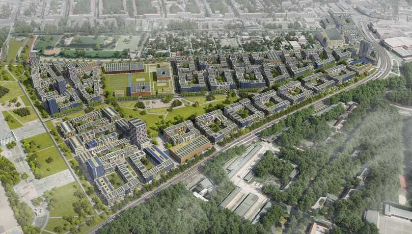 Deutschlands größtes Holzbau-Projekt: Im Schumacher-Quartier auf dem Gelände des ehemaligen Flughafen Tegel entstehen über 5.000 Wohnungen. | Foto: Tegel-Projekt GmbH