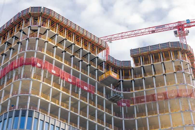 Auf die Baustellenanforderungen abgestimmte Schalungslösungen von Peri unterstützten die termingerechte Fertigstellung des Rohbaus. | Foto: Peri Deutschland Auf die Baustellenanforderungen abgestimmte Schalungslösungen von Peri unterstützten die termingerechte Fertigstellung des Rohbaus. | Foto: Peri Deutschland