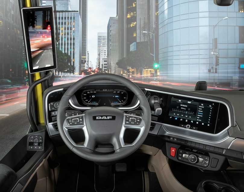 Digitale Anzeigen und haptische Tastschalter liefern einen guten Kompromiss für den Arbeitsplatz im neuen DAF. | Foto: QUATEX, DAF Trucks