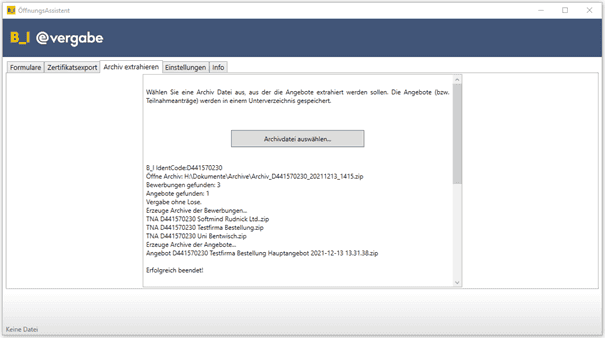 Bild 5: Report der aus dem ZIP-Archiv extrahierten Daten