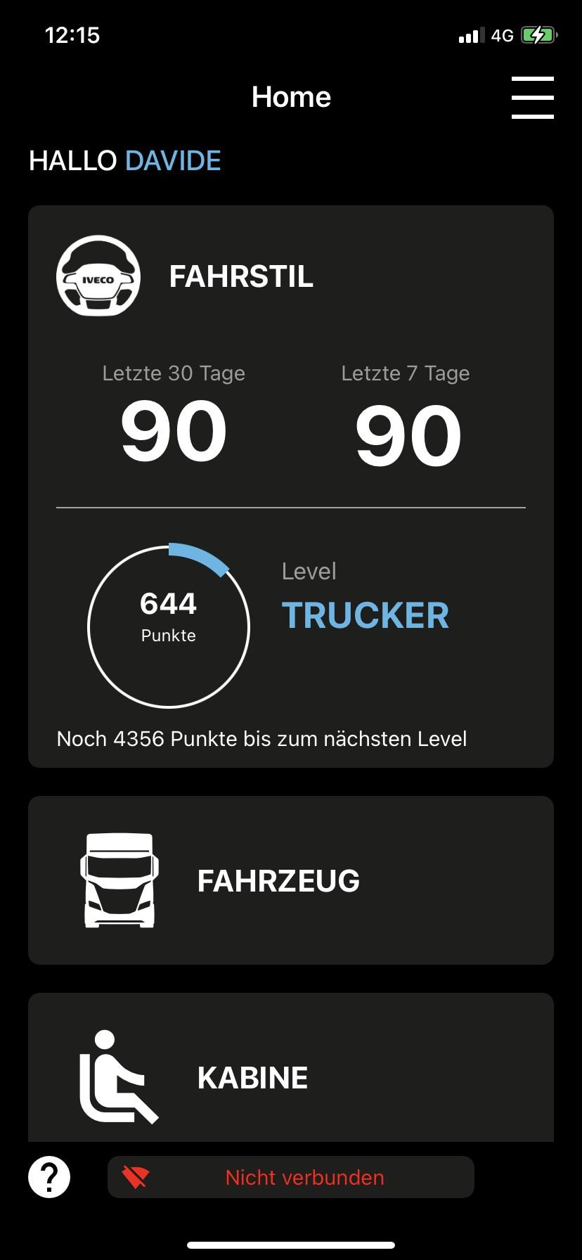 Über den aktuellen Punktestand informiert die Iveco On Easy Way App. Das Prämien-Programm berücksichtigt Parameter wie Dieselverbrauch, Fahrzeugpflege oder Verkehrssicherheitsmerkmale. | Foto: Iveco