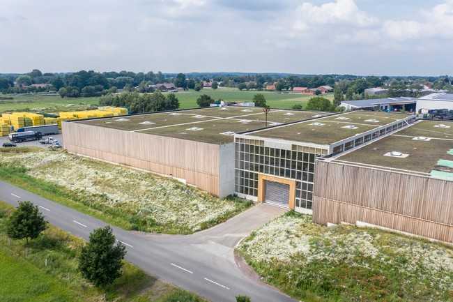 Das ca. 10.000 m² große Hallendach der Firma Lütvogt ist ein Leuchtturmprojekt für regionaltypische Biodiversität. | Foto: Architekturfotografie Steffen Spitzner