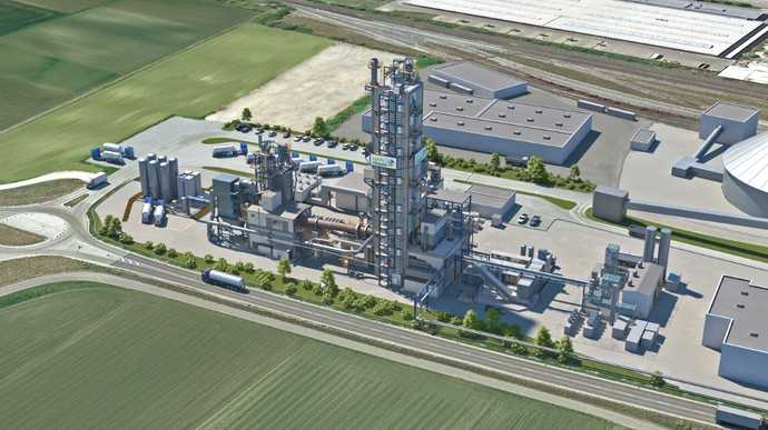 Auf dem Gelände des Schwenk-Zementwerks in Mergelstetten entsteht eine CO2-Abscheideanlage zu Forschungszwecken. | Foto: thyssenkrupp Industrial Solutions AGbb