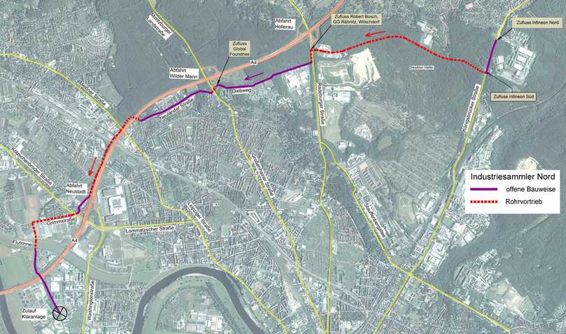 Trassenführung des Industriesammlers Nord | Foto: Stadtentwässerung Dresden