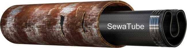 Das leistungsstarke Sewa-Tube-Drucksystem für den Abwasserdruckbereich ist bogengängig bis 45° und für Rohrdimensionen von DN 25 - 450 geeignet. | Foto: PSM Rohrsanierung GmbH