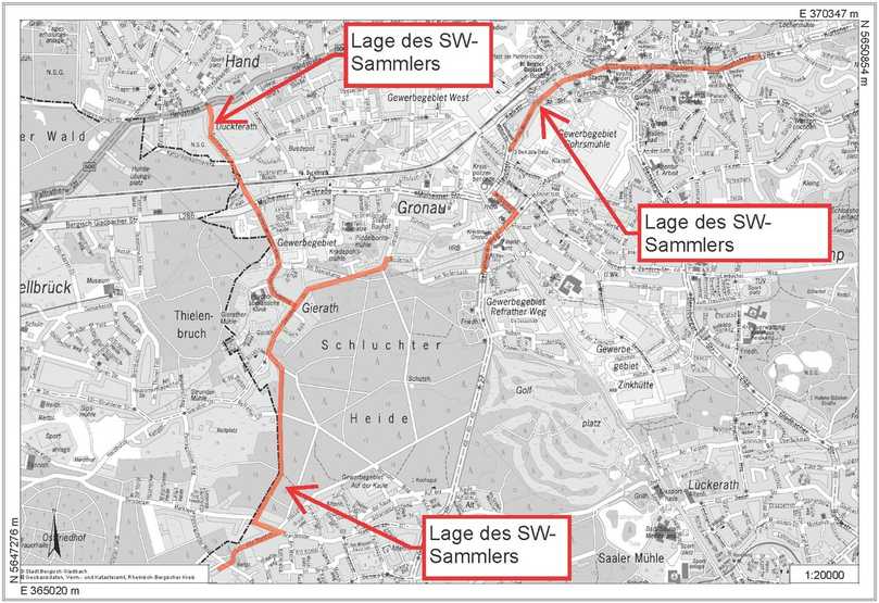 Der Hauptsammler des Abwasserwerks der Stadt Bergisch Gladbach erstreckt sich über 6.770 Meter. Der Kanal führt durch die Innenstadt, Wohn- und Gewerbegebiete sowie Waldbereiche. | Foto: Janßen Umwelttechnik