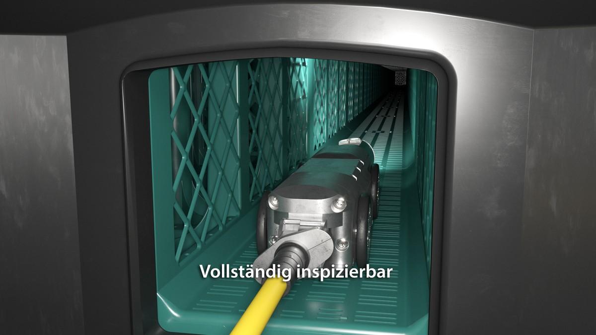 TV-Inspektion in der Rigole: „Rigofill inspect" ist zur Wartung und Inspektion kamerabefahrbar – auch wenn die Kunststoffbehälter mit Wasser gefüllt sind. | Foto: Fränkische