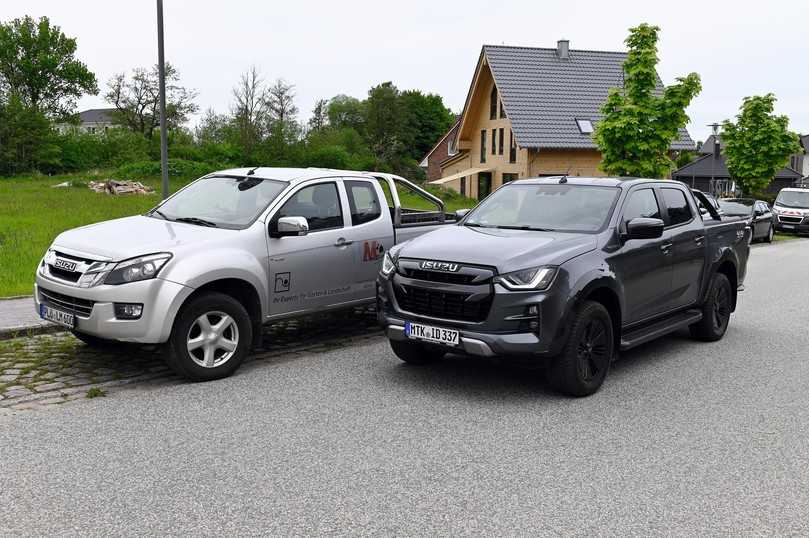 Der betagte Isuzu in Silber hat sich bewährt und soll im Fuhrpark der Garten- und Landschaftsbau Mirold bleiben, wenn der neue D-Max kommt. | Foto: B_I/Hausmann