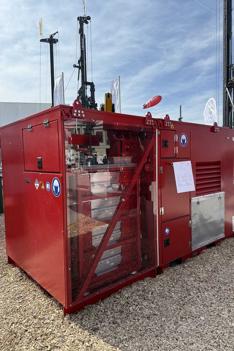 Das elektrisch-hydraulische Antriebsaggregat MS-A 315 E von Müller war ein Beispiel für Nachhaltigkeit am Stand von Terra Infrastructure. | Foto: Terra Infrastructure Das elektrisch-hydraulische Antriebsaggregat MS-A 315 E von Müller war ein Beispiel für Nachhaltigkeit am Stand von Terra Infrastructure. | Foto: Terra Infrastructure