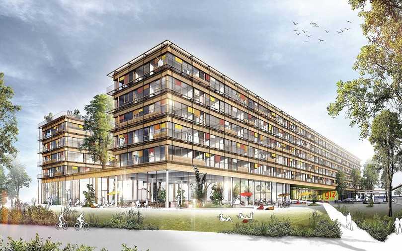 Der „GIZ Campus“ in Eschborn wird durchgängig in BIM-Planung realisiert. Verantwortlich dafür ist die GKK Ingenieurgesellschaft aus Berlin, die ihre BIM-Kompetenz auf der digitalBau vorstellt. | Foto: Architektur/Visualisierung: Caramel architekten zt-GmbH