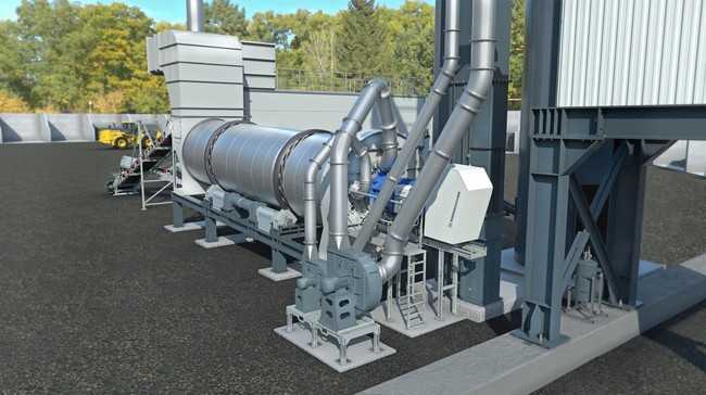 Katalysator für Asphaltmischanlagen: Das Revoc-System von Benninghoven senkt den CO2-Ausstoß von Mischanlagen im diskontinuierlichen Produktionsprozess (Batch) um bis zu 50 Prozent. | Foto: Wirtgen Group
