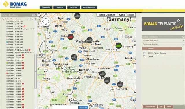 Dank der neuen AEMP-Schnittstelle sprechen endlich alle Maschinen die gleiche Sprache. Die Plattformen der Hersteller – wie hier Bomags „Telematic“ – müssen dadurch etwas weniger häufig aufgerufen werden. Überflüssig werden sie aber nicht. | Foto: Bomag