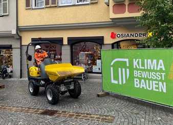 Tübinger Baustelle nur mit Elektro-Baumaschinen betrieben