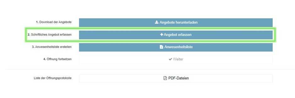 Dokumentation der Angebotsöffnung