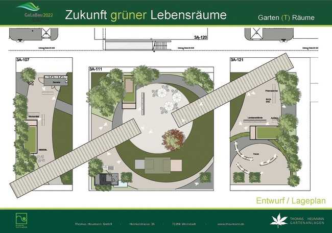 Planungsentwurf des BGL-Messestandes auf der GaLaBau 2022. | Foto: Thomas Heumann GmbH/BGL
