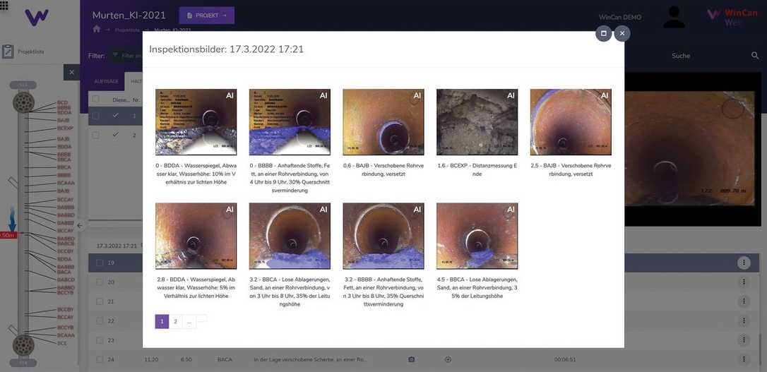Kanalinspektions-Anlage kombiniert mit Künstlicher Intelligenz (KI): WinCan und Ipek