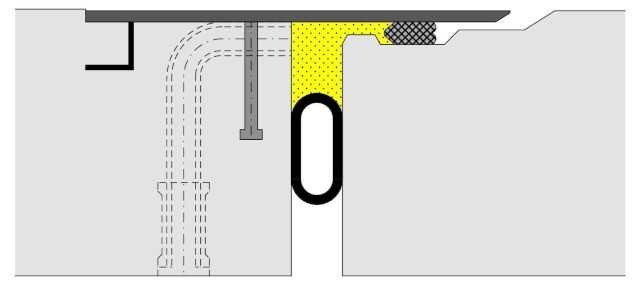 Abbildung 1: Schnitt durch ein Vortriebsrohr mit Ringspaltverfüllung (oben mit Hydraulischer Fuge, unten mit EDAR)