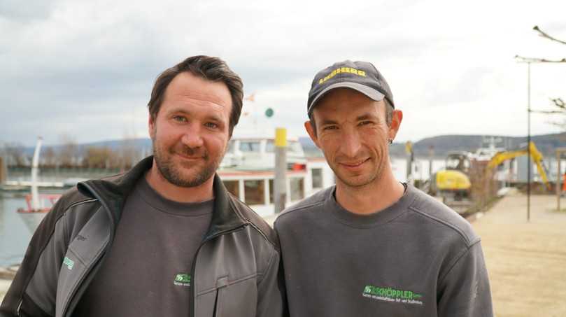 Polier Mathias Seeger (l.) und Facharbeiter Sascha Riegger. | Foto: STORZ / Mahrholdt