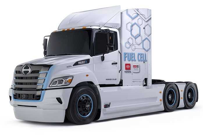 Prototyp eines Hino XL8 mit elektrischem Wasserstoff-Brennstoffzellen-Antrieb. In der XL-Klasse will Hino Trucks die eGen Power 130D von Allison einbauen. | Foto: Hino Trucks