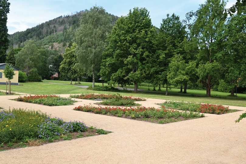 Durch eine repräsentative Bepflanzung wurde darüber hinaus auch dank des weiten Sichtfelds eine Blickbeziehung zwischen der umliegenden Harzregion und dem Park geschaffen. | Foto: Richard Brink GmbH & Co. KG