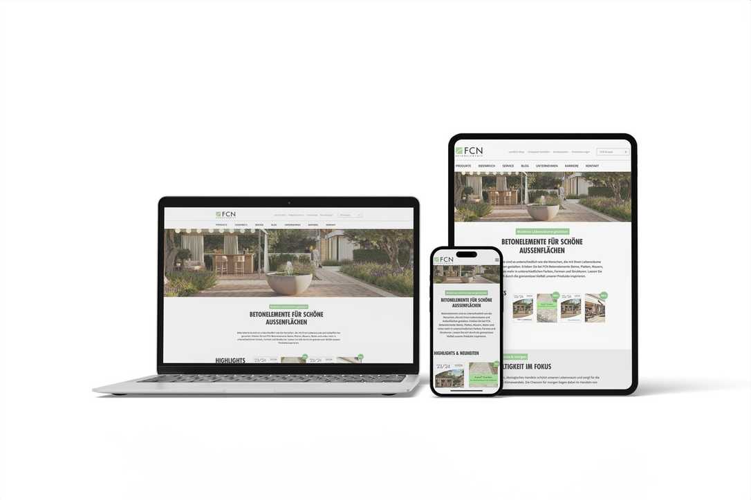 Internetauftritt von FCN Betonelemente mit neuen Features