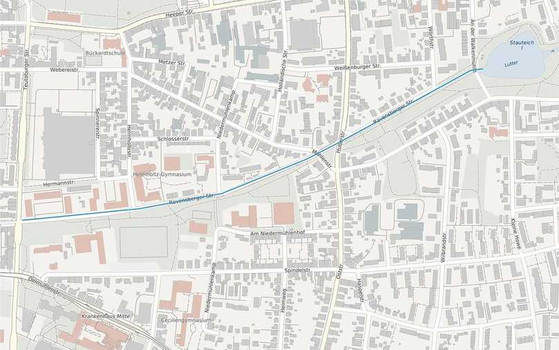 Lageplan: 2. BA der Lutter-Sanierung zwischen Teutoburger Straße und Stauteich 1 | Foto: Umweltbetrieb der Stadt Bielefeld