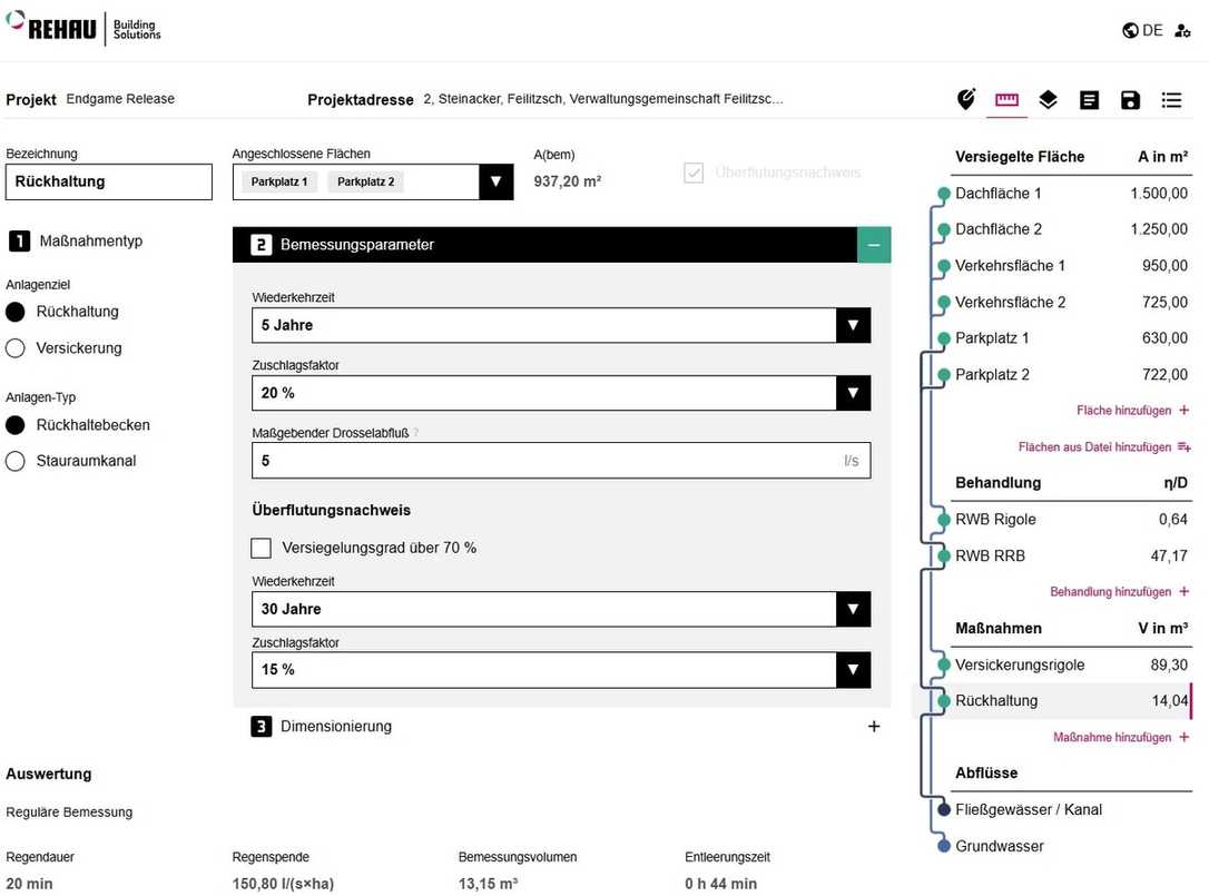 Software von Rehau für das Regenwassermanagement