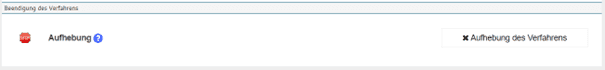 Bild 1: Bereich zur Aufhebung des Vergabeverfahrens auf der Übersichtsseite