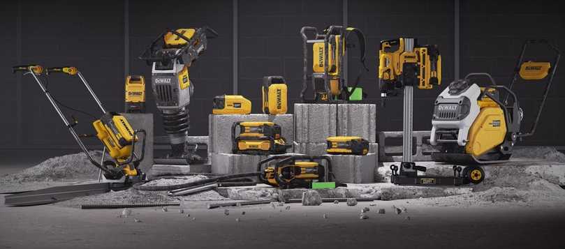 Dewalt macht Schluss mit Motorenlärm und Benzingestank auf Baustellen: Ende 2024 kommen batteriebetriebene "Powershift"-Baugeräte auf den Markt. | Foto: Dewalt