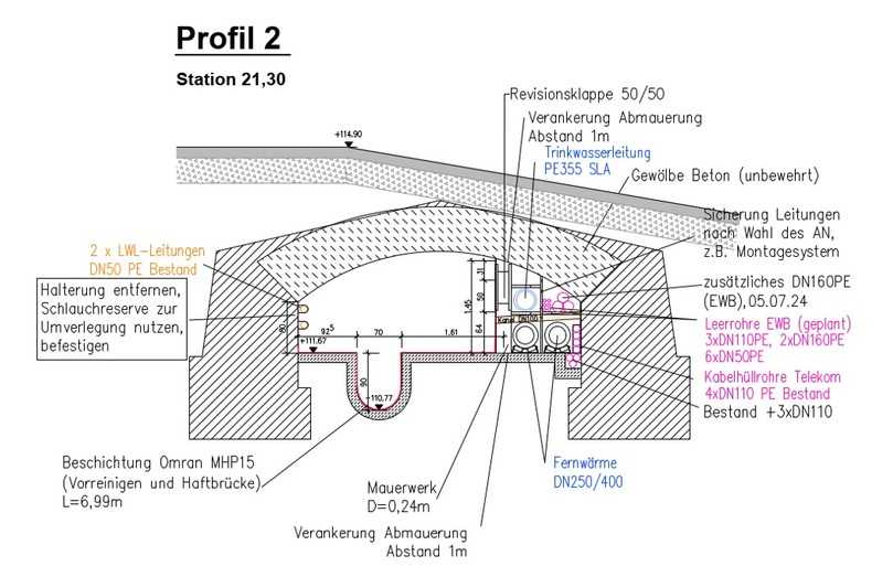 Ausführungsplanung für die manuelle Innensanierung und Neuordnung der Leitungen | Foto: Ing.-Büro TeamBau, 2024 Ausführungsplanung für die manuelle Innensanierung und Neuordnung der Leitungen | Foto: Ing.-Büro TeamBau, 2024