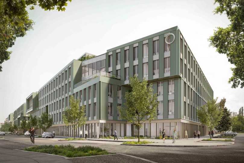 So soll das Bürogebäude in Berlin-Friedrichshain aussehen, wenn es fertig ist. | Foto: EDGE So soll das Bürogebäude in Berlin-Friedrichshain aussehen, wenn es fertig ist. | Foto: EDGE